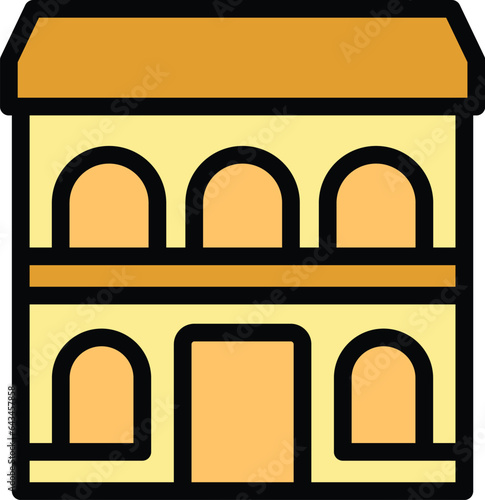 City house icon outline vector. Art trip. color flat
