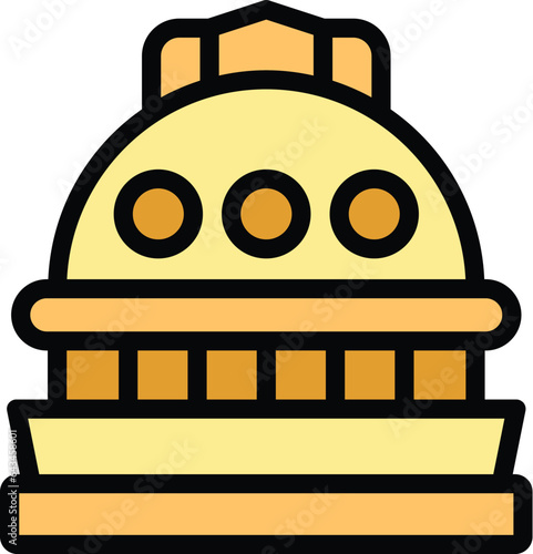 Temple building icon outline vector. Culture tourism. National boat color flat