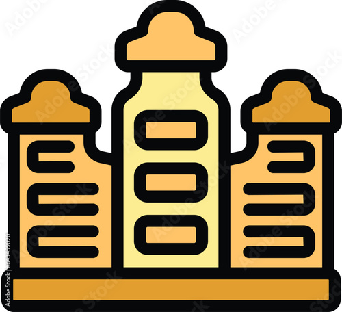 Culture temple icon outline vector. Tourism map. Skyline monument color flat
