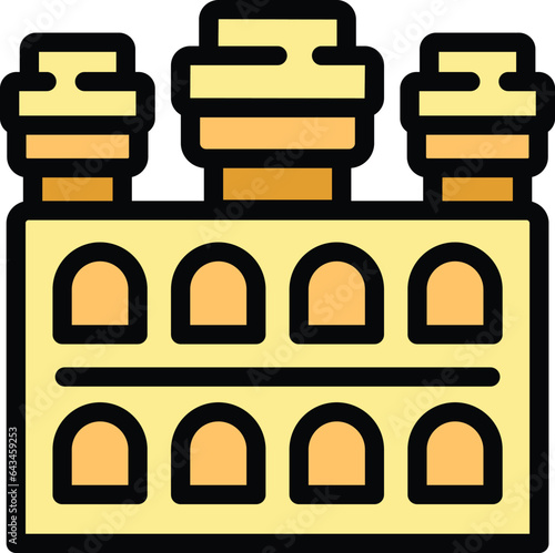 Travel element icon outline vector. Map temple. Landmark culture color flat