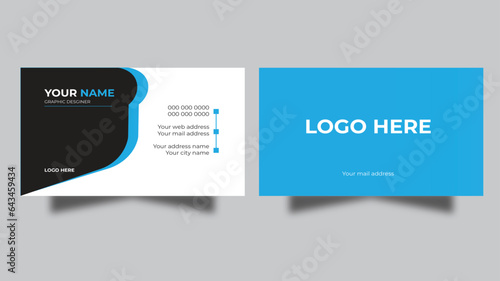 Modern name card and business card.Personal visiting card with company logo. Vector illustration. Stationery design.
 photo