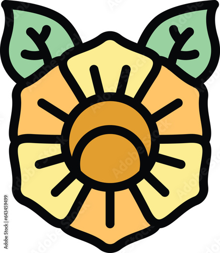 Cambodia flower icon outline vector. Travel culture. Temple map color flat