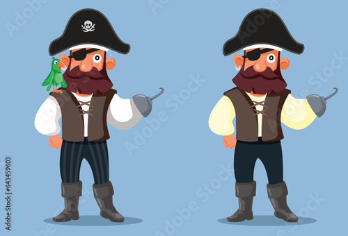Spot the Difference Game Activity with Cartoon pirate Design. Printable worksheet design with subtle differences to be noticed 
