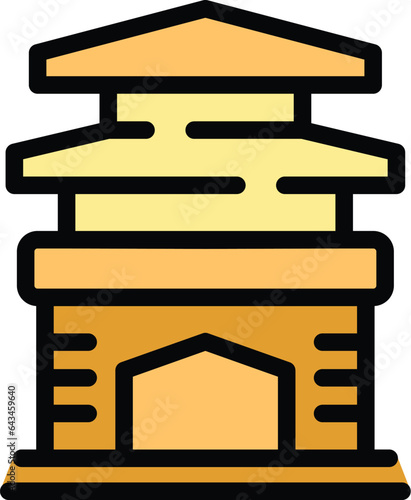 Tourism building icon outline vector. Travel culture. Asian country color flat