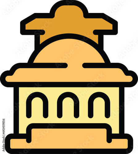 Cambodia icon outline vector. Temple tourism. National art color flat