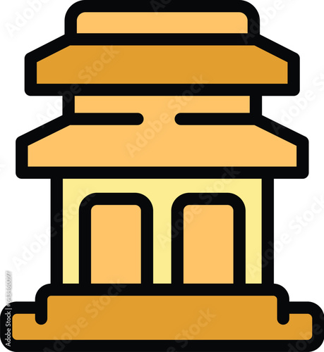 Culture building icon outline vector. Landmark travel. National trip color flat