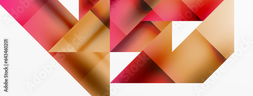 Vivid abstraction unfolds. Triangles in seamless harmony, composing dynamic geometric backdrop. Interplay of angles and hues forms captivating tapestry, evoking modernity and artistic allure