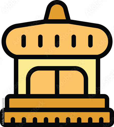 Temple icon outline vector. Cambodia travel. Culture tourism color flat