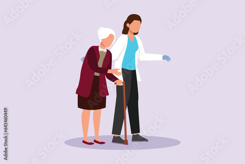 Medical personnel consulting patient concept. Colored flat vector illustration isolated. 