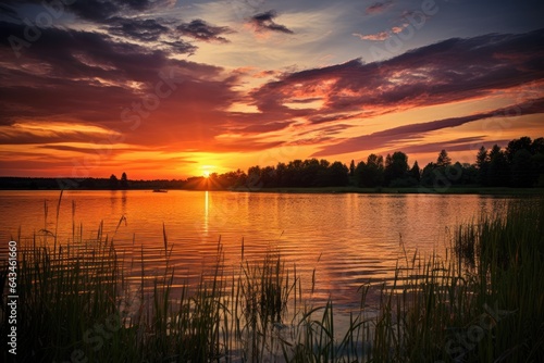 Sunset over a country lake. © Spencer