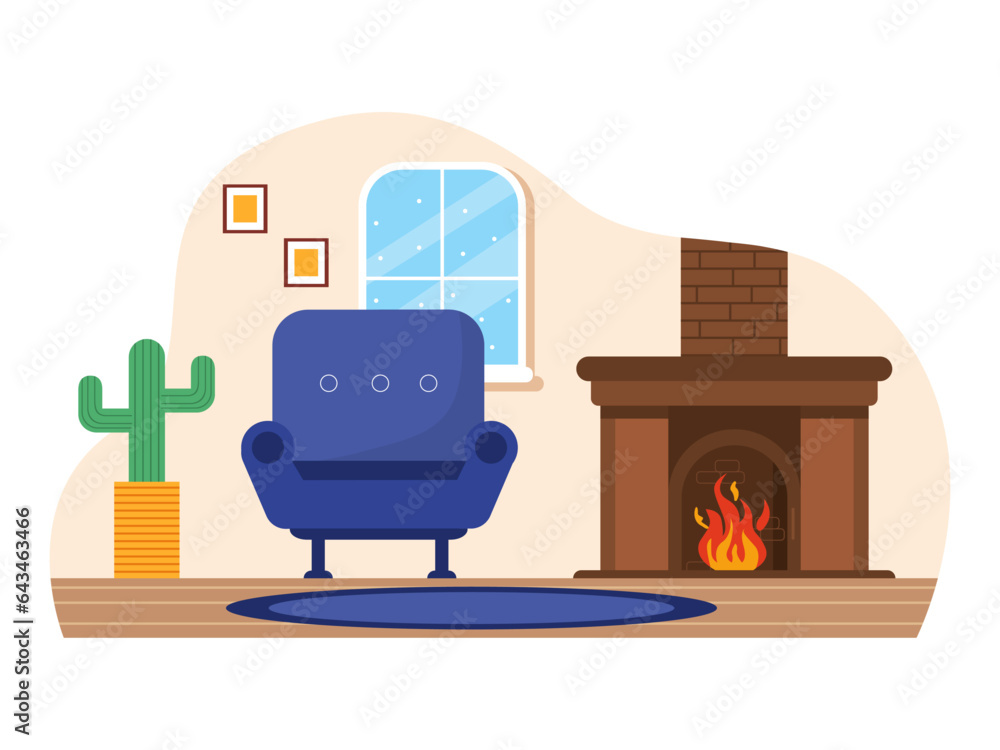 Illustration of a comfortable living room with armchairs in flat style. Home decor vector illustrations. Flat design home decor illustrations. Illustration of a comfortable living room with armchairs in flat style. Home decor vector illustrations. Flat design home decor illustrations.