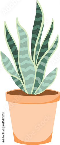 Potted Snake Plant Illustration