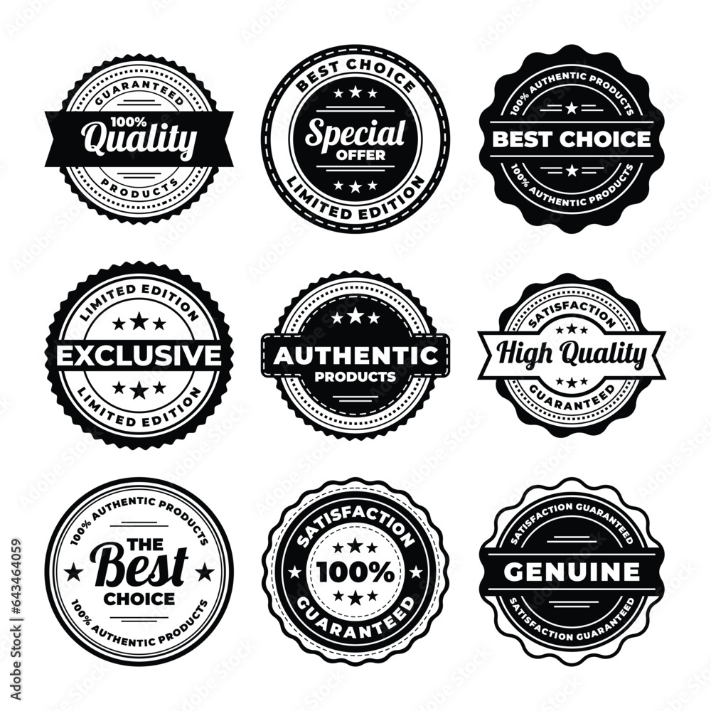premium quality label badge vector set