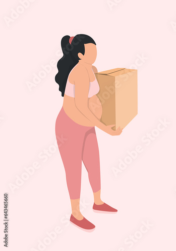 A A pregnant woman lifting a box