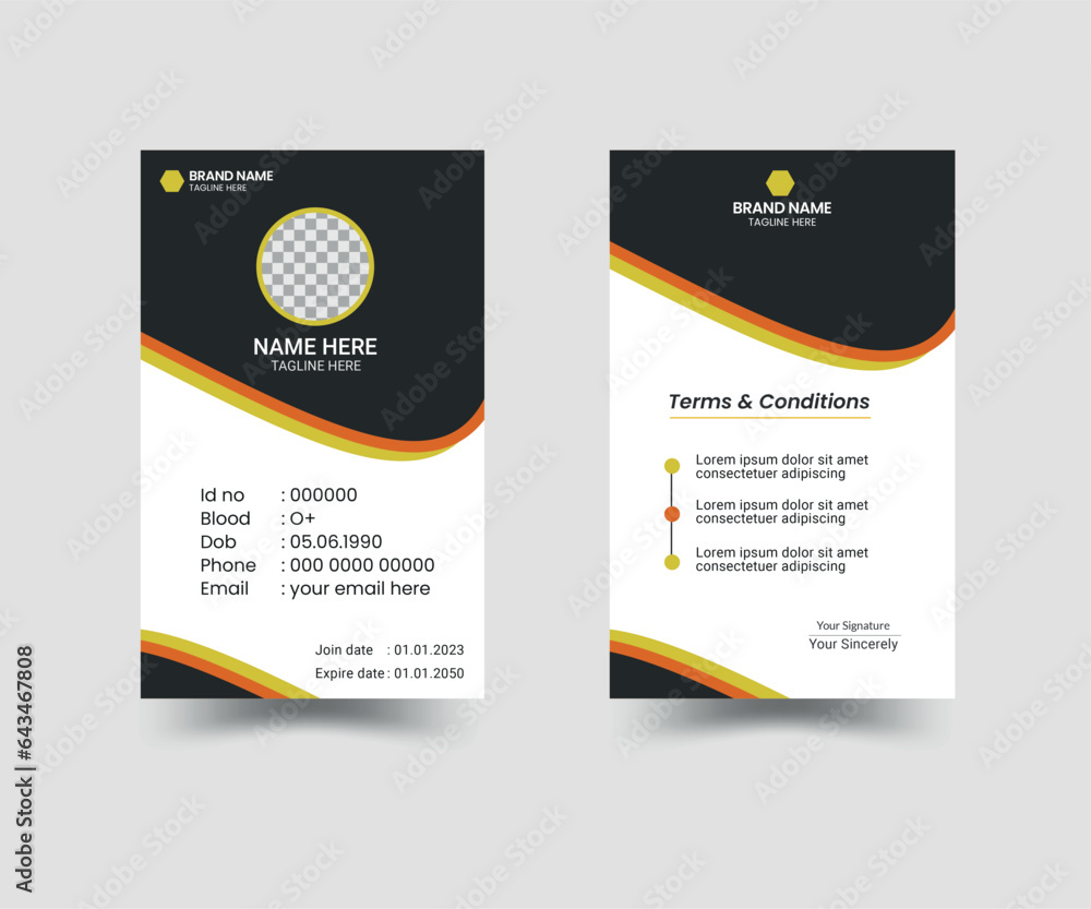 ID card design template, office id card, business id card, customize id card, Id cards design, corporate id card design, vector.
ID card design template, office id card, business id card, customize id card, Id cards design, corporate id card design, vector.