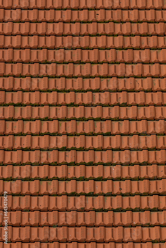  brown ceramic roof tiles close-up
