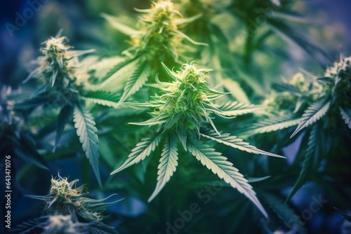 Cannabis Plants and Marijuana Buds Close-up, Full Image, Background, Wallpaper, Texture photo