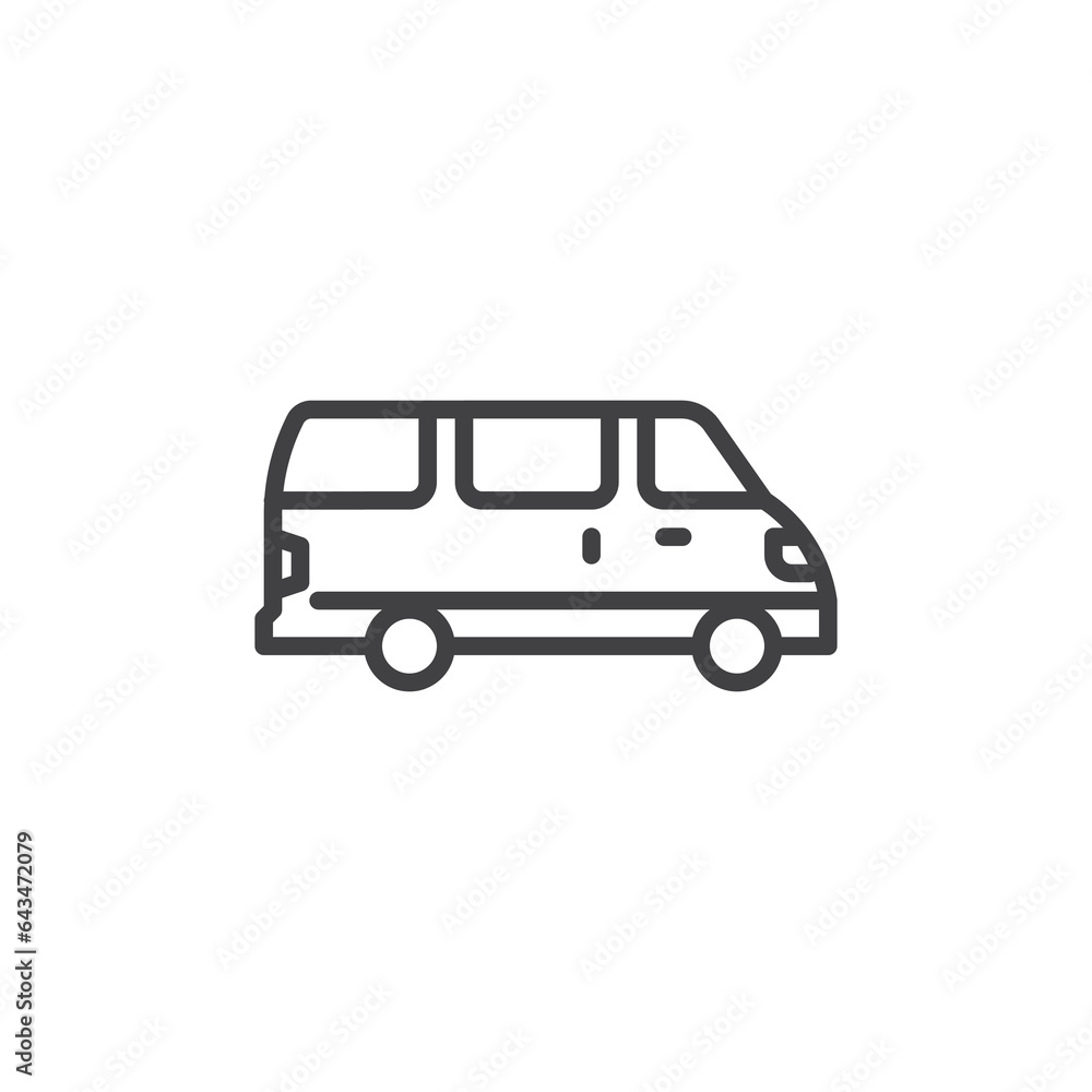 Minibus car line icon