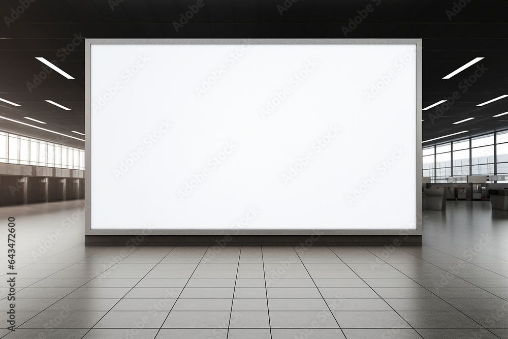 Mock up of blank advertising billboard at metro station Mock up of blank advertising billboard at metro station
