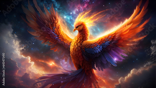 A Majestic Phoenix Rising from the Ashes in a Cosmic Spectacle