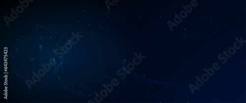 Vector molecule, Network Connected lines with dots, technology on blue background. Abstract internet network connection design for web site. Digital data, communication, science and futuristic concept