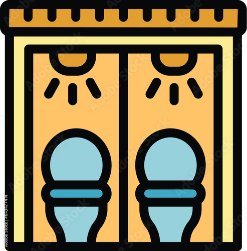 Toilet light icon outline vector. Gender room. Wc restroom color flat