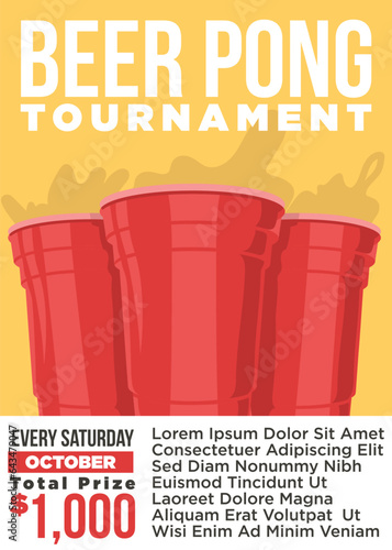 yellow poster of beer pong vector illustration poster template