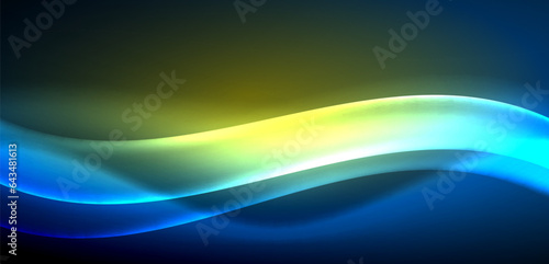 Dynamic waves in ethereal glow of neon lights. Concept merges fluidity of motion with vibrant allure of neon, crafting entrancing backdrop that embodies both vitality and futuristic sophistication