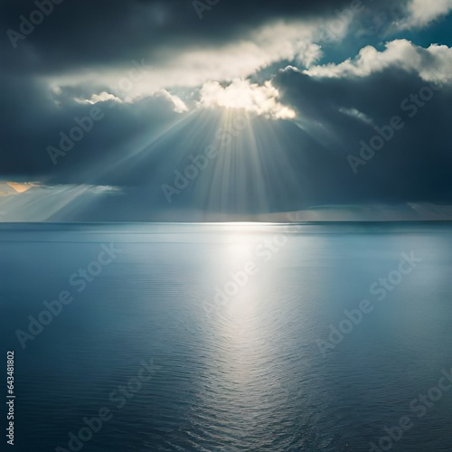Calm weather on sea or ocean with clouds.AI generated