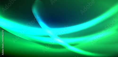 Dynamic waves in ethereal glow of neon lights. Concept merges fluidity of motion with vibrant allure of neon, crafting entrancing backdrop that embodies both vitality and futuristic sophistication