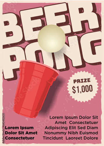 retro beer pong vector illustration poster template vintage color