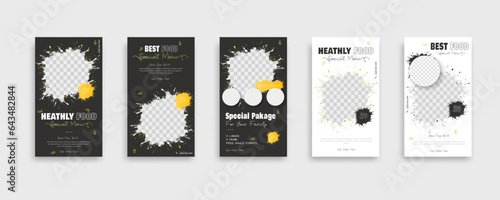 set of food post story social media banner template design. Creative design, easy Use for promotions you product. story food for your restaurant promotion