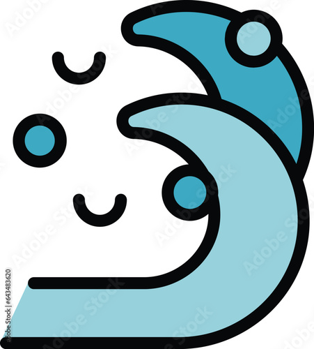 Sea wave icon outline vector. Water ski. Sport summer color flat