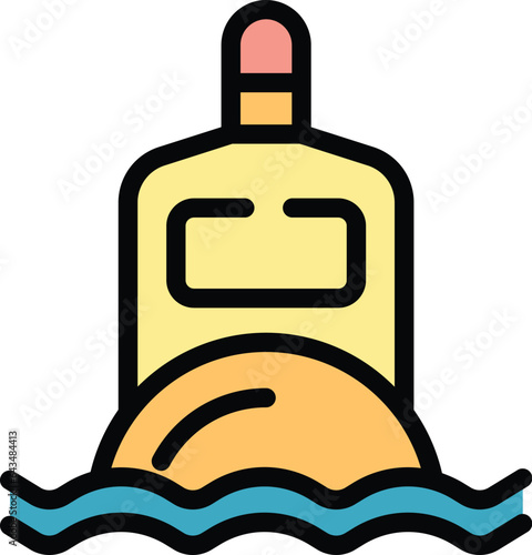 Sea ship icon outline vector. Sport summer. Adventure activity color flat