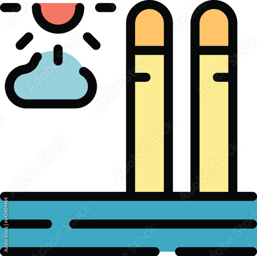 Summer port icon outline vector. Sport sea. Adventure travel color flat