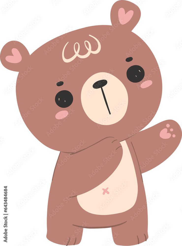 Cute happy bear, kawaii baby animal woodland cartoon doodle flat design. Cute happy bear, kawaii baby animal woodland cartoon doodle flat design.