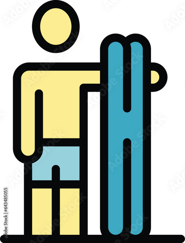 Water ski icon outline vector. Sport summer. Sea fun color flat