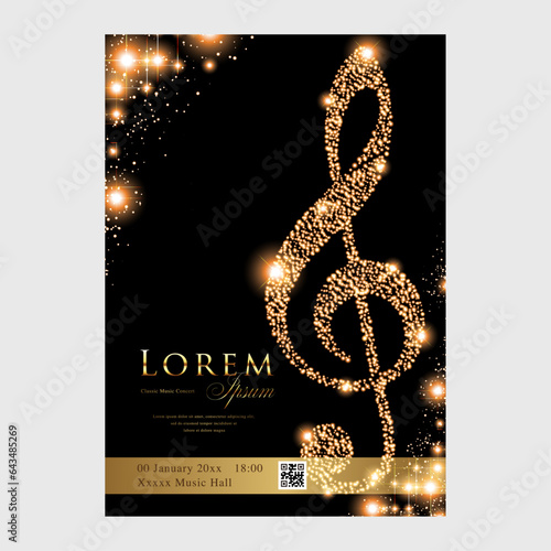 Concert poster with glowing treble clef