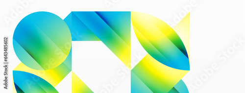 Serene gradient template. Circles and triangles mingle in minimalist perfection. Gentle fusion of forms and hues creates balanced yet captivating backdrop, embodying modern sophistication