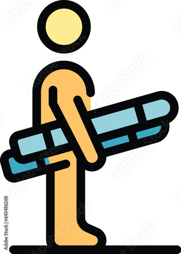 Sea ski equipment icon outline vector. Beach holiday. Summer skiing color flat