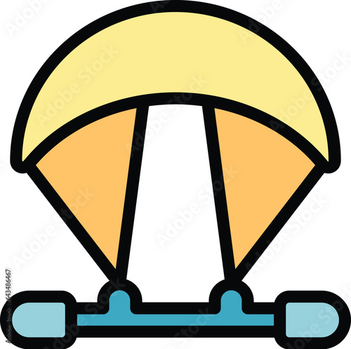 Kitesurfing icon outline vector. Kite board. Sport surfing color flat