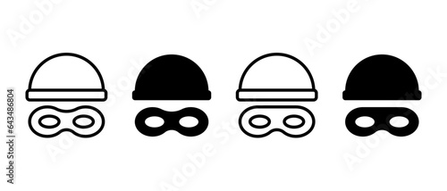Robber mask vector icon set. Outline thief mask symbol
