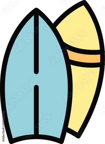 Surfing board icon outline vector. Wind kite. Sport surfer color flat