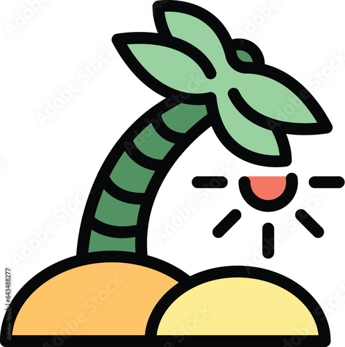 Summer island icon outline vector. Extreme surfing. Active freestyle color flat