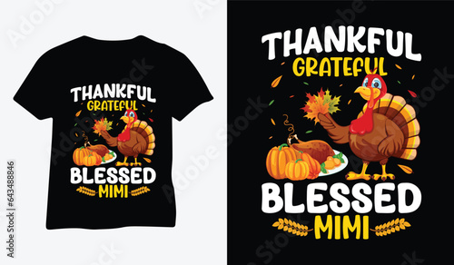 best thanksgiving t-shirt.. thankful grateful blessed mimi- pumpkin vector
