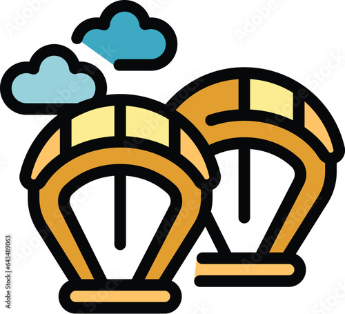 Wind sport icon outline vector. Kite board. Surfer man color flat