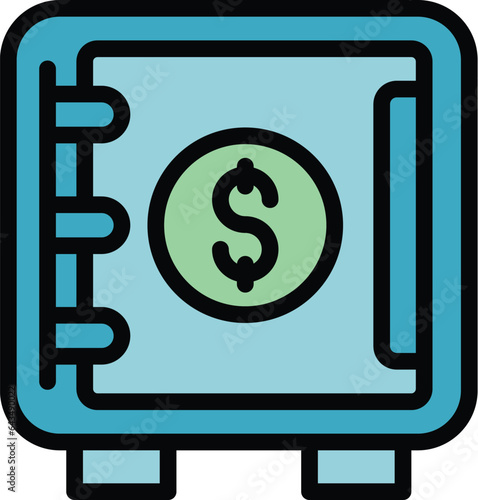 Money safe icon outline vector. Business incubator. Idea startup color flat