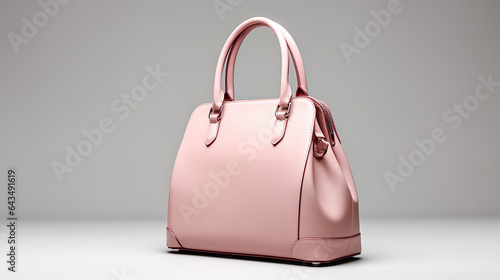 ピンクの革のハンドバッグ