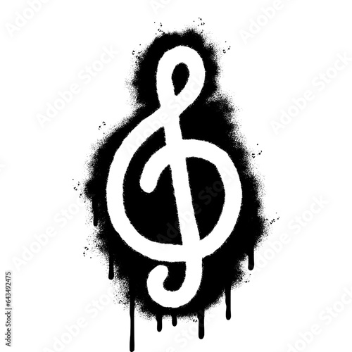 Spray Painted Graffiti treble clef icon Sprayed isolated with a white background.