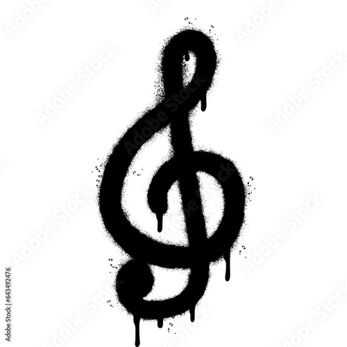 Spray Painted Graffiti treble clef icon Sprayed isolated with a white background.